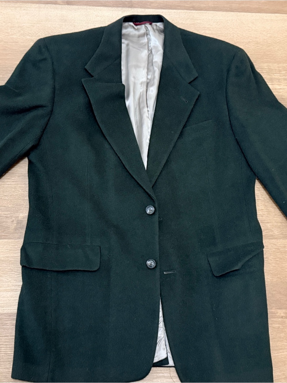 Vintage Hart Schaffner & Marx Menβs Green Solid Wool 2-Button Blazer 40L